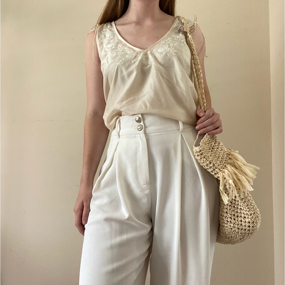 Anthropologie Silk Embroidered Ivory Top - Picture 5 of 14